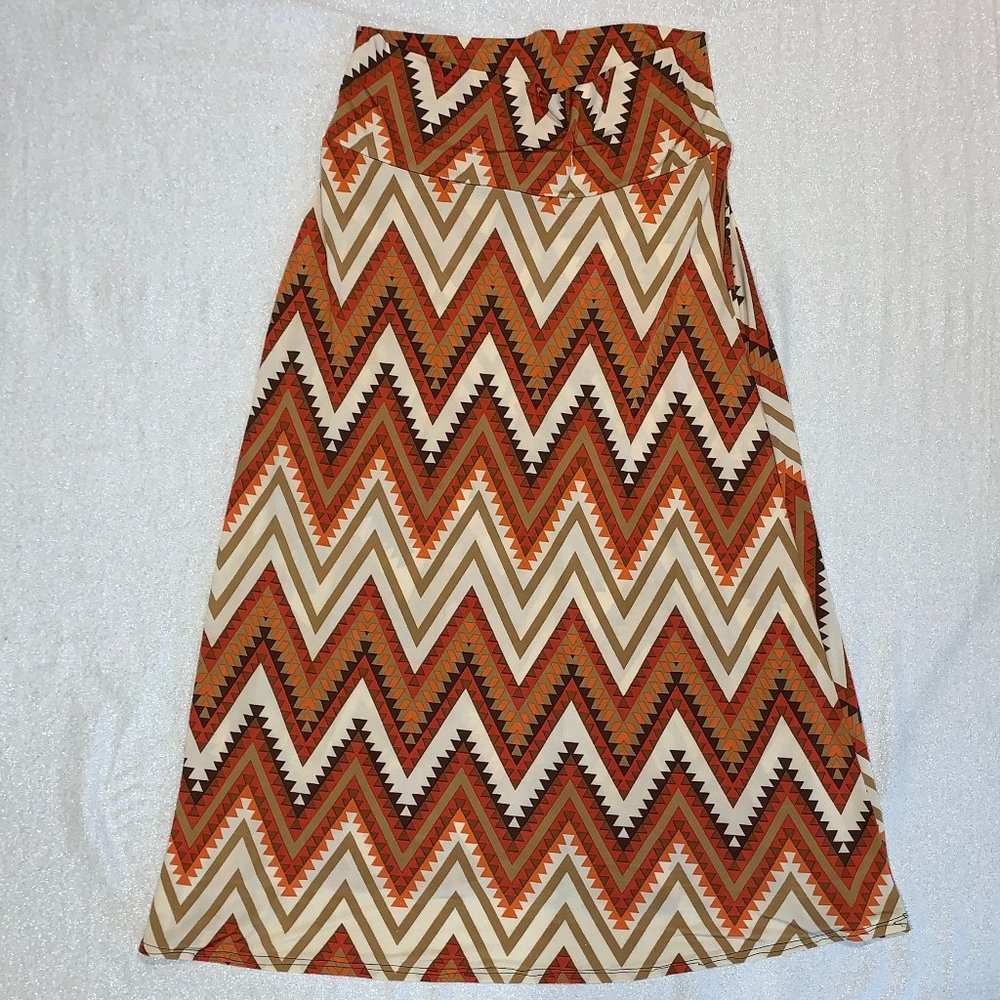 Pretty Young Thing tribal print stretchy long maxi skirt L